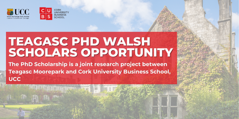 TEAGASC PHD WALSH SCHOLARS OPPORTUNITY