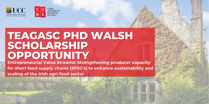TEAGASC PHD WALSH SCHOLARSHIP OPPORTUNITY